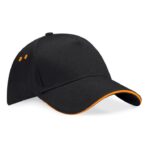 B15c Gorra de 5 Paneles - Visera con sándwich Negra-Naranja